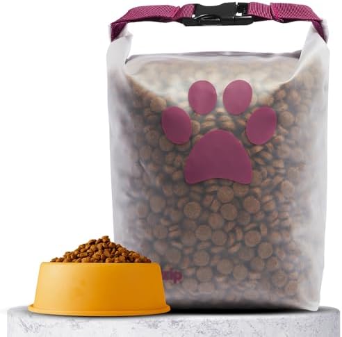 (re) zip Pet Food Storage Bag & Kibble Carrier, 14-Cup Roll Top, Magenta by rezip