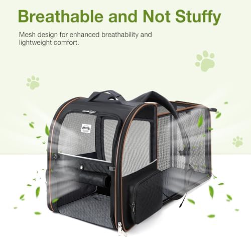 Large Cat Backpack Carrier Expandable Pet Carrier Backpack for Small Dogs Medium Cats Fit Up to 18 Lbs, Dog Backpack Carrier, Foldable Puppy Backpack Carrier for Travel,Black - Image 3