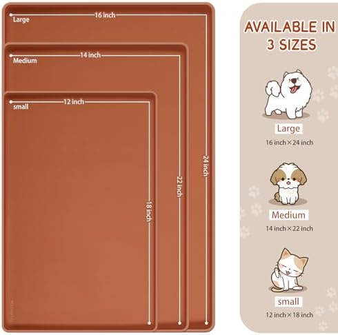 MateeyLife Silicone Cat & Dog Food Mat for Floors Waterproof, Anti-Slip Dog Bowl Mats for Food and Water, Pet Feeding Mats with Lip to Prevent Spills, Pet Placemat for Messy Drinkers to Protect Floors - Image 2