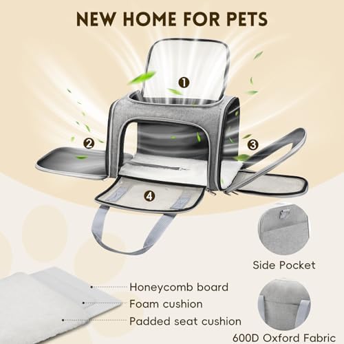 Cat Carrier Soft, Dog Carriers for Small Dog/Large Cat (Up to 16lb) - Image 3