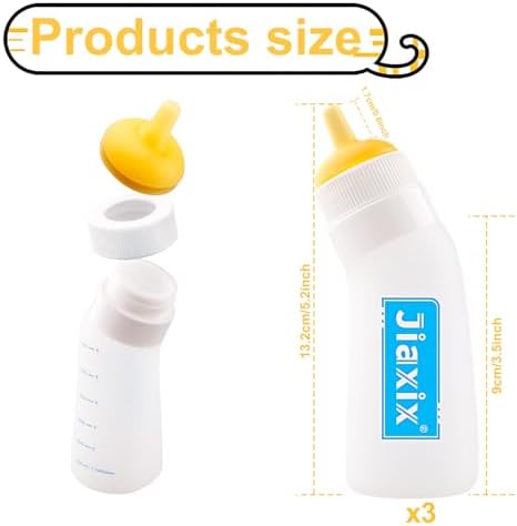 3 Pack Kitten Silicone Nursing Bottle,Silicone Feeding Nipple, Reusable Newborn Kitten Supplies, Suitable for Feeding Kitten, Puppy, Rabbit, Hamster (Yellow, Large) - Image 2