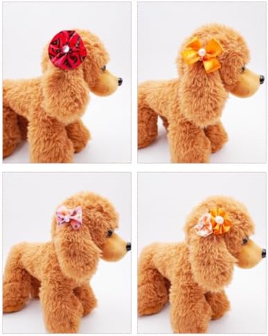 PET SHOW 100 Pack Halloween Small Dog Hair Bows Bulk with Rubber Bands - Image 4