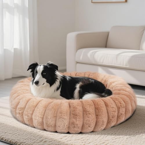 Donut Dog Beds Medium Large Size Dog Washable Pet Bed,31in Brown by VhenWhen