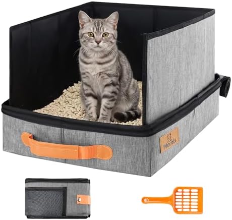 MORAIS Portable Travel Litter Box for Cats, 17.7"×13.5"×11" by Morais