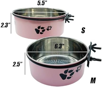 2‑Pack Stainless‑Steel Hanging Dog Crate Food & Water Bowls 25 oz & 34 oz - Image 7