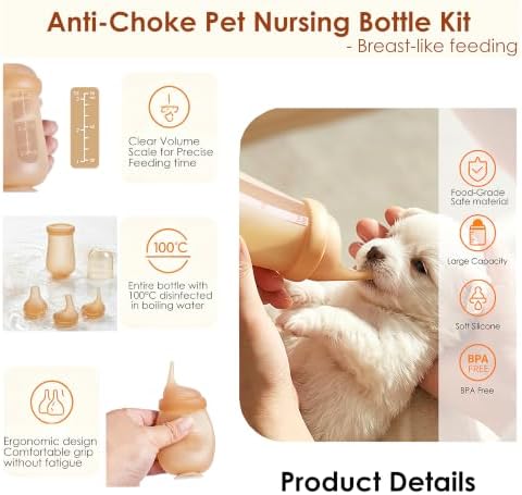 Anti-Choke Puppy Nursing Bottles, Silicone Feeding Nipple, Kitten Bottle - Image 6
