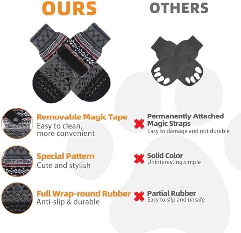 KOOLTAIL Dog Socks to Prevent Licking Paws for Hardwood Floors Anti Slip,Warm Winter Pet Boots&Paw Protector with Grippers,Double Sides Puppy Shoes Booties for Small Medium Large Senior Dogs M - Image 4