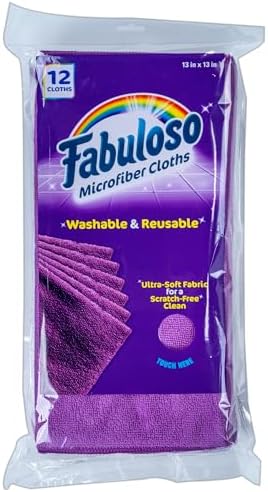 Fabuloso Microfiber Cleaning Cloths, Purple, 13x13 in, 12 Count by Fabuloso
