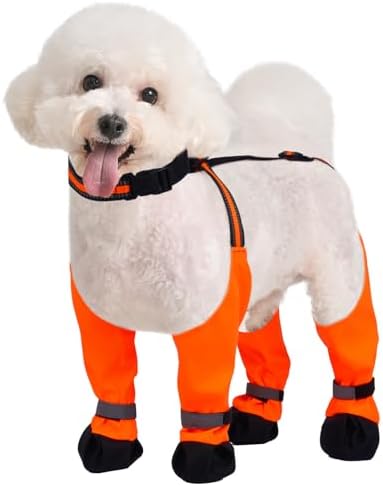 Dog Suspender Boots, Anti-Slip & Fall Waterproof Dog Shoes Leggings, Dog Paw Protector for Small Medium Dogs, Adjustable Dog Boots Pet Shoes for Outdoor Walking by LETSQK