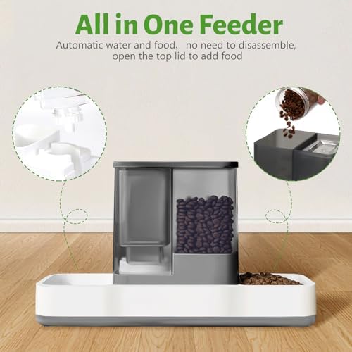 Yummy Sam Automatic Small Pet Feeder and Water Dispenser, Grey - Image 3