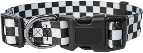 Dog Collar Adjustable Puppy Collar for Small Medium Large Dogs, Nylon Safety Collars with Leopard Print Night Visibility, Plaid S by Kazazoo