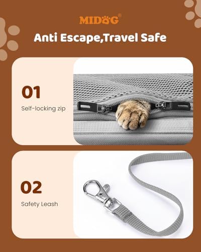 MIDOG Soft Cat Carrier Airline Approved, Expandable for Cats Up to 15lbs - Image 4
