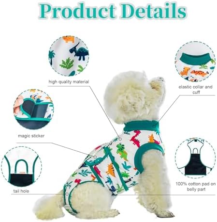 Dog Surgery Recovery Suit,Female Male Dog Onesie for Spay Neuter,Substitute E-Collar & Cone,Anti-Licking Breathable Onesie for Small Medium Large Dogs,Dinosaur M - Image 3