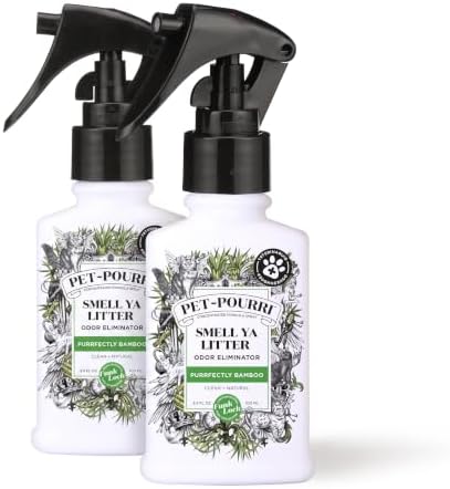 Pet-Pourri Smell Ya Litter Cat Litter Deodorizer Spray, Purrfectly Bamboo 3.4 Fl Oz, Up to 170 Uses,Pet Odor Remover Essential Oils Air,Carpet,Urine,Vet Recommended, Bergamot Bamboo Scent,(Pack of 2) by %7EPourri