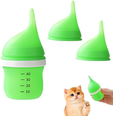Kitten Bottles for Nursing,Puppy Bottles for Nursing Puppy Milk, Anti-Choking Puppy Feeder Design, 2 Extra Replaceable Silicone Nipples for Convenient Replacement (Green) by LogFaadCoi