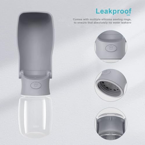 Portable Dog Small Animals Water Bottle for Walking 19 OZ or 12 OZ Pet Water Bottles for Puppy Medium Large Dogs Little Animals Water Dispenser Dog Small Animals Water Bowl - Image 2