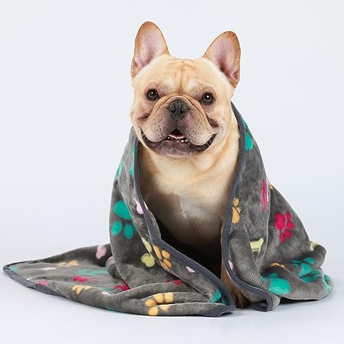 Luciphia 1 Pack 3 Blankets Fluffy Premium Fleece Pet Blanket Flannel Paw Printed Throw for Dog Cat(Large 41x31'', Grey) - Image 5