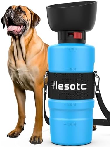 lesotc Dog Water Bottle, Portable Pet Water Dispenser, Leak Proof Travel Squeeze Water Bottle for Dogs, Puppy Essentials Dog Stuff Accessories for Outdoor Walking, Hiking, BPA-Free, Lightweight by lesotcbrand