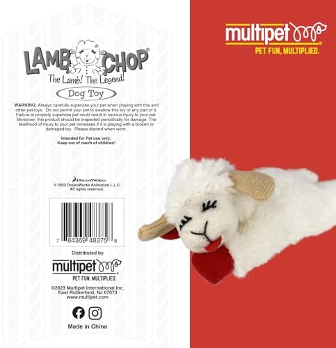 Multipet Lamb Chop Cat Plush Toy w/Catnip - Small Cat Chew Toy - Image 5