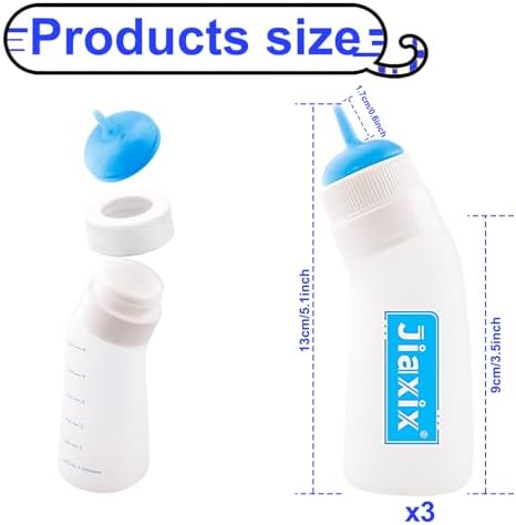 3 Pack Kitten Silicone Nursing Bottle,Silicone Feeding Nipple, Reusable Newborn Supplies, Suitable for Feeding Kitten, Puppy, Rabbit, Hamster (Blue, Medium) - Image 2