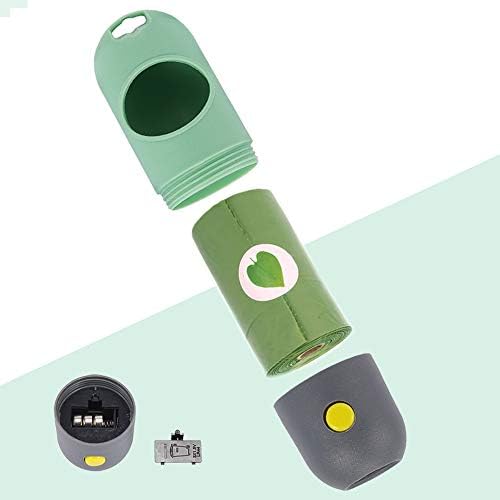 Dog Poop Bag Dispenser with Built-in LED Flashlight and Metal Clip for Leash, Pet Waste Bag Holder, Dog Walking Accessory, Mint Green - Image 3