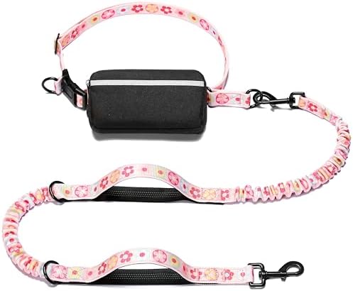 iYoShop Hands Free Dog Leash with Zipper Pouch, Colorful Flower, Large by iYoShop