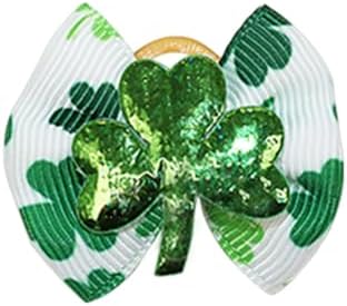 20Pcs/10 Pairs St. Patrick's Shamrock Yorkie Dog Puppy Hair Bows with Rubber Bands Hair Accessories Bow Pet Grooming Cute Irish Holiday Pet Small Hair Bowknot (St. Patrick's Day) - Image 7