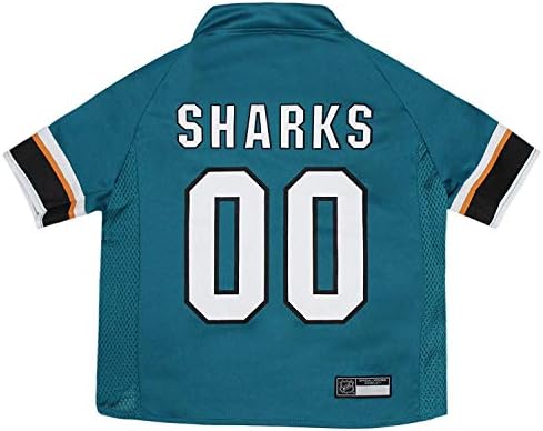 NHL San Jose Sharks Jersey for Dogs & Cats, Small. - Let Your Pet Be A Real NHL Fan! by PETSFIRST
