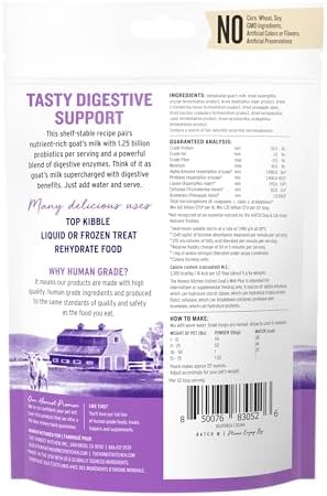The Honest Kitchen Instant Goat’s Milk with Probiotics for Dogs and Cats, Human Grade Powder Drink Mix, Digestive Health Support, Food Topper or Treat, Just Add Water, 11 oz Pouch Makes 127 oz - Image 2