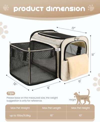 MIDOG Soft Cat Carrier Airline Approved, Expandable for Cats Up to 15lbs - Image 5