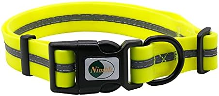 Nimble Reflective Waterproof Dog Collar Adjustable Odor Resistant Easy Clean Pet Collar for Small Medium Large Dogs Night Walking Outdoor Rainy Use (Small (9.45”-14.17”inches), Fluorescent Yellow) by NIMBLE