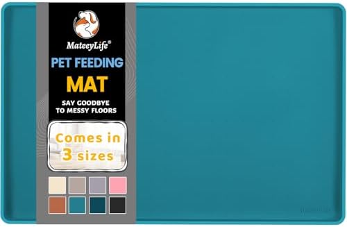 MateeyLife Silicone Cat & Dog Food Mat for Floors Waterproof, Anti-Slip Dog Bowl Mats for Food and Water, Pet Feeding Mats with Lip to Prevent Spills, Pet Placemat for Messy Drinkers to Protect Floors by MateeyLife