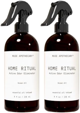 Muse Apothecary Home Ritual Active Odor Eliminator Spray - Furniture Deodorizer Spray & Bathroom Odor Eliminator for Home - Essential Oil Air Freshener - 8oz, Ocean Air by MuseApothecary