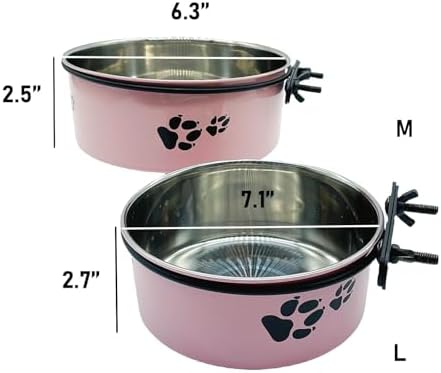 2Pcs Kennel Dog Crate Water Food Bowls No Spill for Puppy 34 & 54 OZ - Image 7