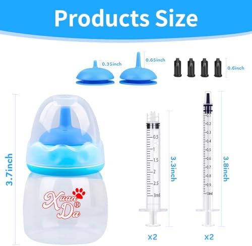 Pet Feeding Bottle and Syringes,60ml Nursing Bottle, 3 Sizes Nipples with Ventilation Valve Resistant Tearing Perfect for Puppies, Kittens, Small Wildlife (Blue) - Image 2