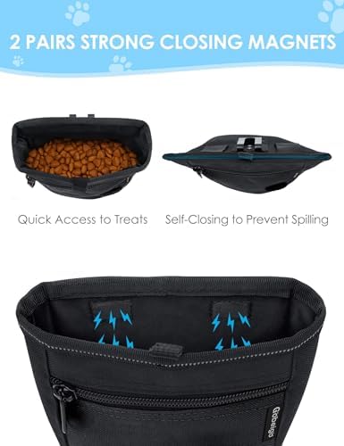 Gobeigo 2 Cup Magnetic Closure Dog Treat Pouch with Training Clicker(Black) - Image 3