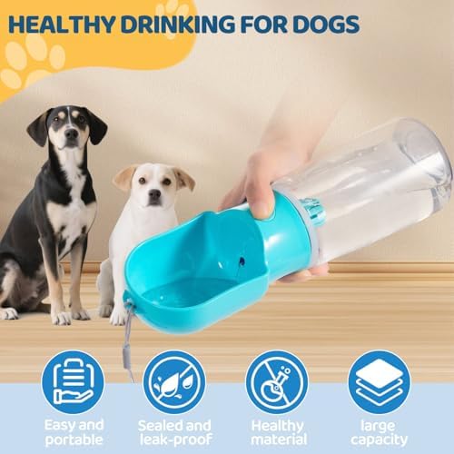Dog Water Bottle with Food Storage Compartment Portable Pet Dispenser Dogs Stuff Water Bottle Puppy Supplies Portable Travel Dogs Bowls Dog Accessories for Walking and Hiking - Image 2