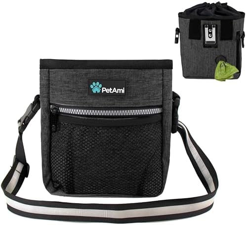 PetAmi Hands Free Dog Treat Pouch for Training and Walking, Charcoal by PetAmi