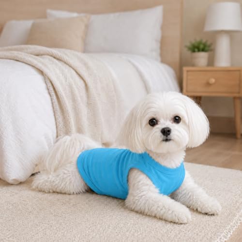 2018 Pet Clothes Dog Clothing Blank T-Shirt Tanks Top Vests for Small Middle Large Size Dogs 100% Cotton Dog Summer Vest Classic (XS, Light-Blue) - Image 6