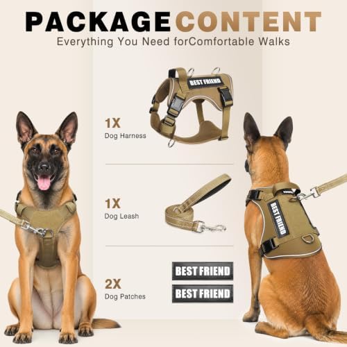 WINSEE No Pull Tactical Dog Harness with Leash Set with 2 Patches - Image 2