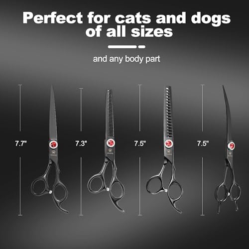 GLADOG 7 Inch Professional Dog Grooming Scissors Kit, Titanium Dog Scissors for Grooming, Heavy-Duty Dog Shears for Grooming, 6-in-1 Pet Grooming Scissors for Dogs (Pro Black) - Image 6