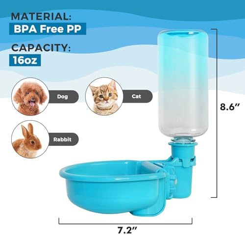 VANNON 16 oz Gravity Pet Water Bowl, Anti-Splash Dispenser, Gradient Blue - Image 6