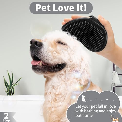 Comotech 6PCS Dog Bath Brush & Dog Toothbrush | Adjustable Handle Shampoo Brush & Scrubber for Short & Long Haired Dogs & Cats | Effectively Solve Odor & Stain Removal Problems (Black Gray Blue) - Image 3