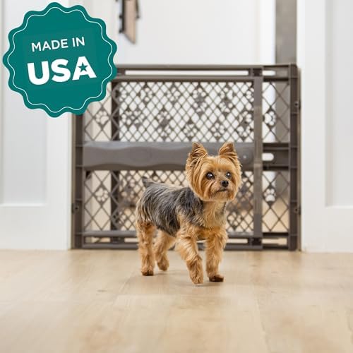 MYPET Paws Portable Pet Gate: 26-40" Wide Expandable, Pressure Mounted No Tools Needed, Durable Dog Gate for Doorways, Made in USA, 23" Tall, Fieldstone Gray - Image 6