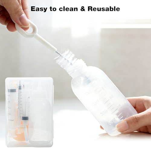 Newborn Pet Feeding Kit, 100ml Small Animal Nursing Bottle with BPA-Free Nipple, Oral Syringe, Measuring Cup & Cleaning Brush for Kittens, Puppies, Rabbits, Squirrels | Safe Hygienic Milk Feeder Set - Image 5