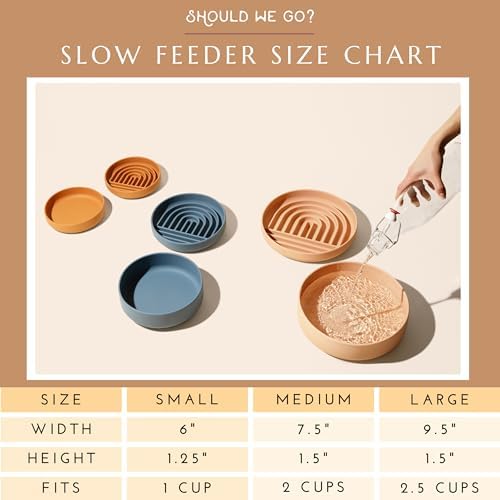 Slow Feeder Dog Bowl - Silicone Dog Bowl, Medium, 7.5" x 1.5" - Tan - Image 6