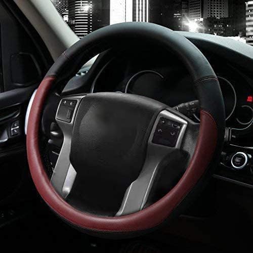Valleycomfy Microfiber Leather Steering Wheel Cover Universal 15 inch(Wine Red) - Image 2