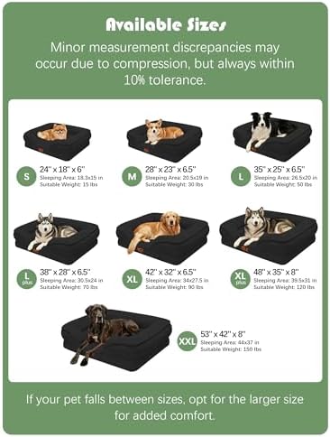 Spotted Play Orthopedic Dog Bed with Sides - Sofa Beds for Large Dogs, Supportive Foam Pet Couch Bed with Washable Removable Cover, Waterproof Lining and Non-Slip Bottom, Black - L-Plus - Image 7