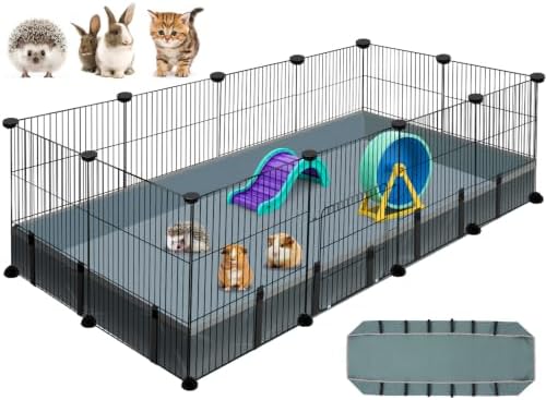 VISCOO 12 Panels Small Animal Playpen, 48" x 24" x 16" Guinea Pigs Cages by VISCOO