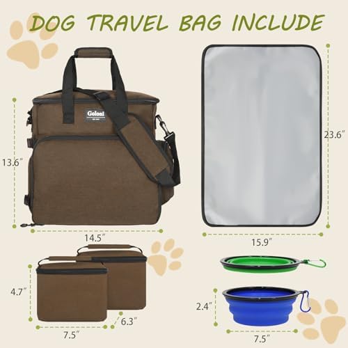 Dog Travel Bag Airline Approved–Pet Travel Tote with Collapsible Bowls,Food Containers & Feeding Mat–Multi-Pocket Organizer for Dogs & Cats, Durable & Water-Resistant for Hiking,Trips,Outdoors - Image 2